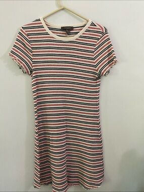 3/ $10 Primark Cream, Pink & Black Striped Ribbed Mini Dress